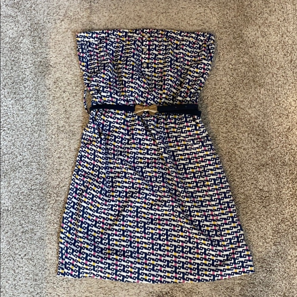 Strapless Mini Dress with Belt and Pockets